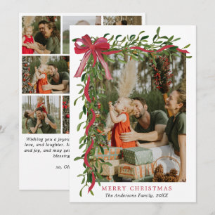 Cartes Pour Fêtes Annuelles Nœud Rouge Élégant Gui Noël Multi Photo