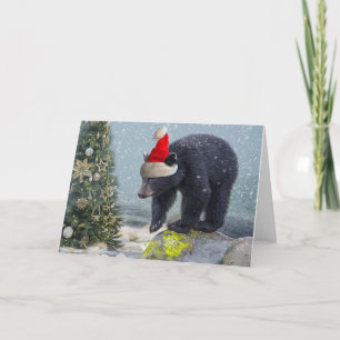 Cartes Pour Fêtes Annuelles Noir Bear Cub Noël