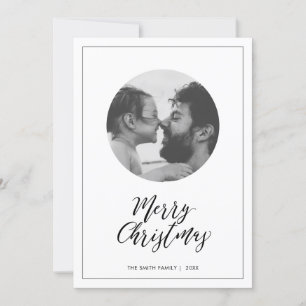 Cartes Pour Fêtes Annuelles Noir & Blanc Joyeux Noël Photo Minimaliste
