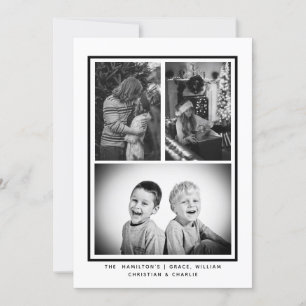 Cartes Pour Fêtes Annuelles Noir blanc simple photo Noël personnalisé