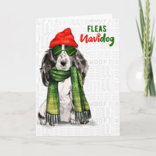 Cartes Pour Fêtes Annuelles Noir Cocker Chien Espagnol Drôle Fleas Navidog