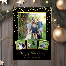 Cartes Pour Fêtes Annuelles Noir de bonne année et collage de photo de