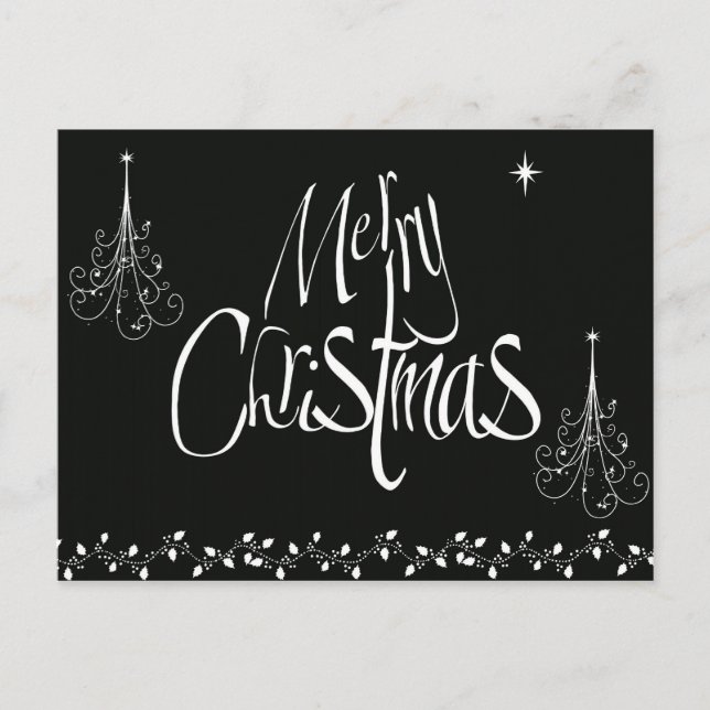 Cartes Pour Fêtes Annuelles Noir et blanc Joyeux Noël (Devant)