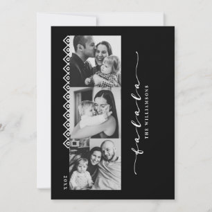 Cartes Pour Fêtes Annuelles Noir et blanc Motif tendance Multi Photo Noël