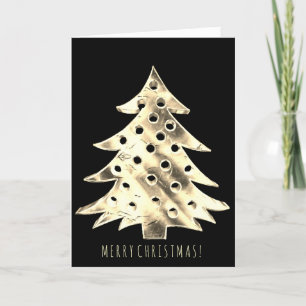 Cartes Pour Fêtes Annuelles Noir et Faux Gold Foil Arbre de Noël Élégant