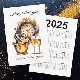 Cartes Pour Fêtes Annuelles Noir et or Joyeux Nouvel An Calwndar