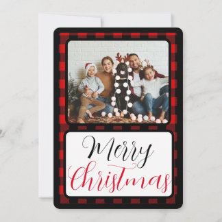 Cartes Pour Fêtes Annuelles Noir et Rouge Buffle Plaid Noël