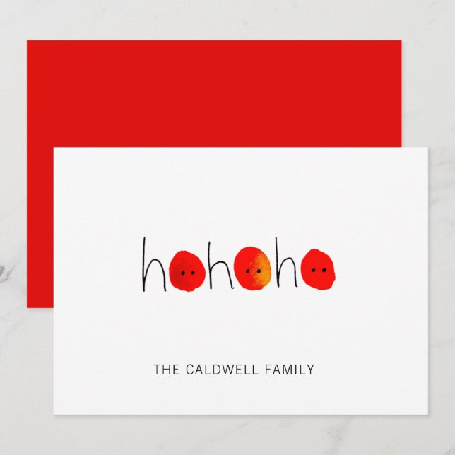 Cartes Pour Fêtes Annuelles Noir et Rouge Ho Ho Noir Noël (Devant / Derrière)