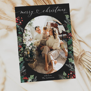 Cartes Pour Fêtes Annuelles Noir et Rouge Simple Joyeux Noël