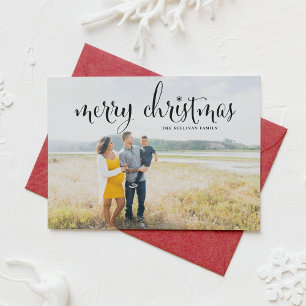 Cartes Pour Fêtes Annuelles Noir Joyeux Noël Rustique Calligraphie Photo