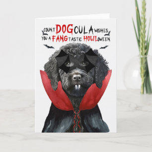 Cartes Pour Fêtes Annuelles Noir Labradoodle Drôle nombre DOGcula Halloween
