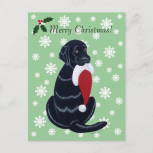 Cartes Pour Fêtes Annuelles Noir Labrador et Santa Hat Snowflake Noël
