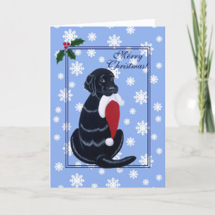 Cartes Pour Fêtes Annuelles Noir Labrador et Santa Hat Snowflake Noël