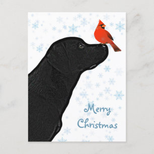 Cartes Pour Fêtes Annuelles Noir Labrador Joyeux Noël - Chien mignon
