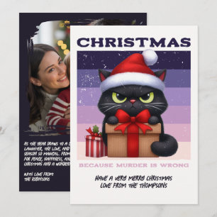 Cartes Pour Fêtes Annuelles Noir Luxe Drôle Chat Rétro Noël Photo