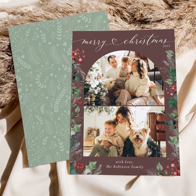 Cartes Pour Fêtes Annuelles Noir Mauve Unique 2 Photo Arch Xmas (Créateur téléchargé)