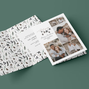 Cartes Pour Fêtes Annuelles Noir moderne élégant script Noël multi photo