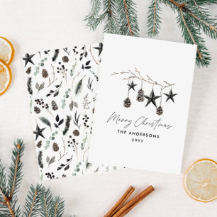 Cartes Pour Fêtes Annuelles Noir moderne scandi élégant script Noël