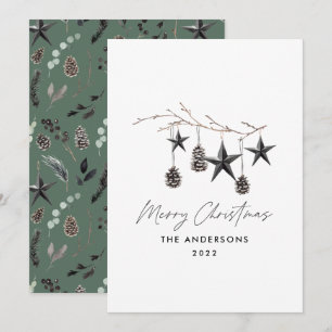 Cartes Pour Fêtes Annuelles Noir moderne scandi élégant script Noël Vacances
