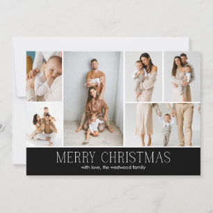 Cartes Pour Fêtes Annuelles NOIR Noël Elegant 6 Collage Message photo