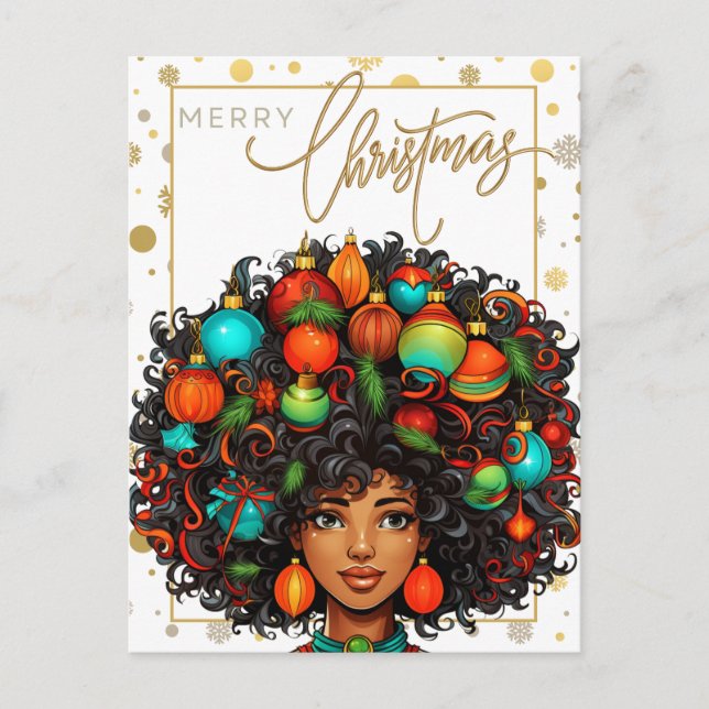 Cartes Pour Fêtes Annuelles Noir Noël Sista Melanin Queen Femmes Noël (Devant)