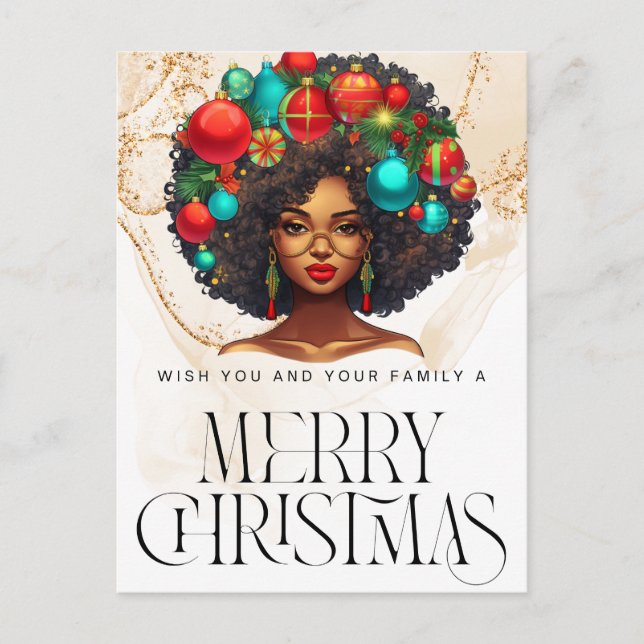 Cartes Pour Fêtes Annuelles Noir Noël Sista Melanin Queen Femmes Noël (Devant)