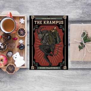 Cartes Pour Fêtes Annuelles Noir noir Devil folklorique Krampus Sac de jouets