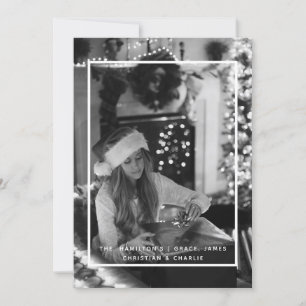 Cartes Pour Fêtes Annuelles Noir Noir Simple Photo Personnalisée