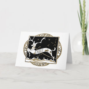 Cartes Pour Fêtes Annuelles Noir & Or Art Déco Doily Deer