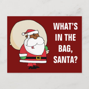 Cartes Pour Fêtes Annuelles Noir Père Noël avec sac de jouets