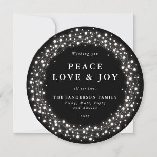 Cartes Pour Fêtes Annuelles Noir rond éclat lumière paix amour + joie