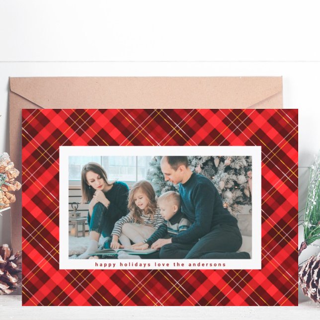 Cartes Pour Fêtes Annuelles Noir rouge traditionnel Noël Plat Multi Photo (Créateur téléchargé)