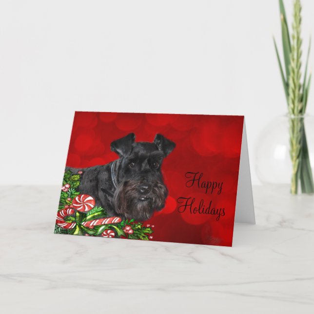 Cartes Pour Fêtes Annuelles Noir Schnauzer Noël (Devant)