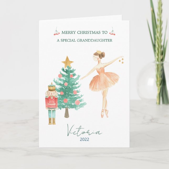 Cartes Pour Fêtes Annuelles Noisette Ballerina Grand-fille Noël (Devant)