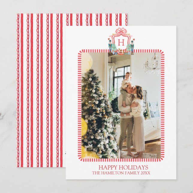 Cartes Pour Fêtes Annuelles Noisette de Noël Monogramme Photo Grandmillentenai (Devant / Derrière)