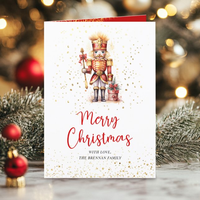 Cartes Pour Fêtes Annuelles Noisette traditionnelle Festive Botanique Noël (Nutcracker Traditional Festive Botanical Christmas Holiday Card)