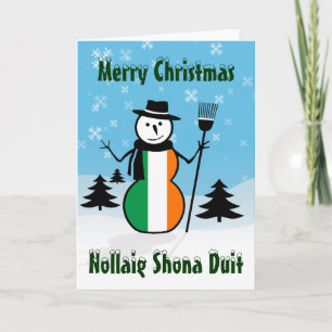 Cartes Pour Fêtes Annuelles Nollaig Shona Duit Joyeux Noël Irlande Snowman