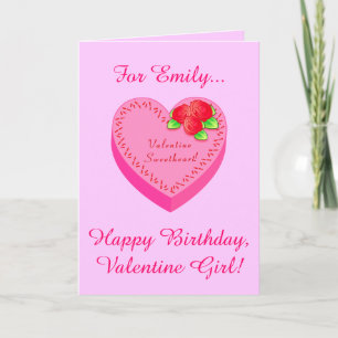 Cartes Pour Fêtes Annuelles Nom d'anniversaire de Valentine personnalisable