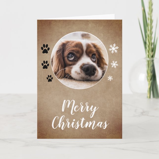 Cartes Pour Fêtes Annuelles Nom de chien rustique Photo Joyeux Noël Famille  (Devant)