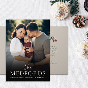Cartes Pour Fêtes Annuelles Nom de famille classique Photo Noël