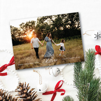Cartes Pour Fêtes Annuelles Nom de famille élégant Photo Joyeux Noël