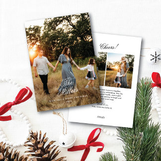 Cartes Pour Fêtes Annuelles Nom de famille élégant Photo Joyeux Noël