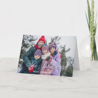 Cartes Pour Fêtes Annuelles Nom de famille et photo de calligraphie fantaisie