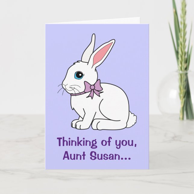 Cartes Pour Fêtes Annuelles Nom de la tante personnalisable Lapin de Pâques (Devant)