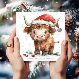 Cartes Pour Fêtes Annuelles Nom de la vache belle Highland Joyeux Noël