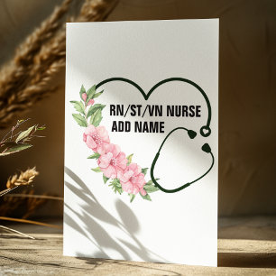Cartes Pour Fêtes Annuelles Nom de l'infirmière étudiante-inscrite-vétéran