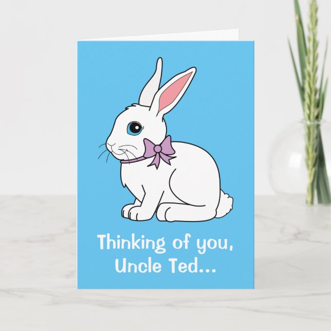 Cartes Pour Fêtes Annuelles Nom de l'oncle Bunny de Pâques personnalisable. (Devant)