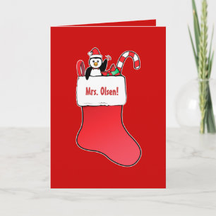 Cartes Pour Fêtes Annuelles Nom de Noël de l'enseignant personnalisable avec s