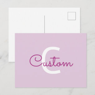Cartes Pour Fêtes Annuelles Nom de script & monogramme   Magenta & Violet clai