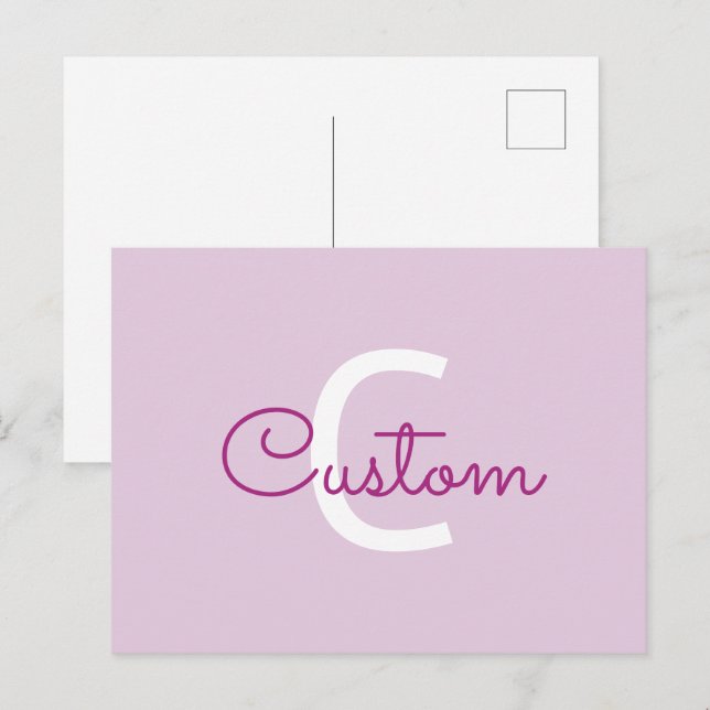 Cartes Pour Fêtes Annuelles Nom de script & monogramme | Magenta & Violet clai (Devant / Derrière)